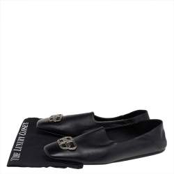 Pre Owned Balenciaga Black Leather BB Slip On Loafers Size 45