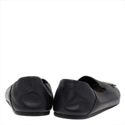 Pre Owned Balenciaga Black Leather BB Slip On Loafers Size 45