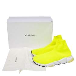 Pre Owned حذاء رياضي بالنسياغا سليب أون سبيد ترينر قماش تريكو أخضر نيون مقاس 43