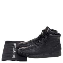 Pre Owned حذاء رياضي بالنسياغا جلد أسود مرتفع من أعلى مقاس 42