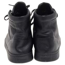 Pre Owned حذاء رياضي بالنسياغا جلد أسود مرتفع من أعلى مقاس 42