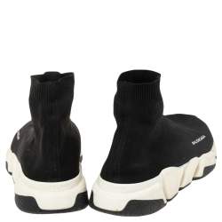 مملوكة مسبقًا حذاء رياضي بالنسياغا سبيد ترينر بقماش تريكو أسود بعنق مرتفع مقاس 44