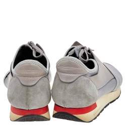 مملوكة مسبقًا حذاء رياضي بالنسياغا رايس رونر قماش تريكو وسويدي وجلد رصاصي عنق منخفض مقاس 42 