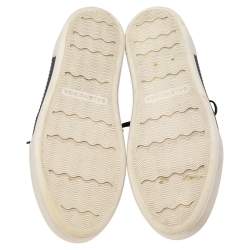 Pre Owned حذاء رياضي بالنسياغا قماش تريكو وجلد أسود عنق مرتفع مقاس 43 