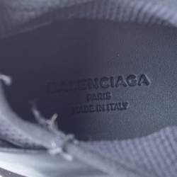 Pre Owned حذاء رياضي بالنسياغا قماش تريكو وجلد أسود عنق مرتفع مقاس 43 