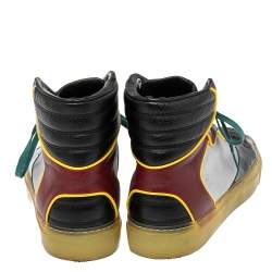 Pre Owned حذاء رياضي بالنسياغا جلد لامع وجلد متعدد الألوان بعنق مرتفع مقاس 41