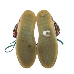 Pre Owned حذاء رياضي بالنسياغا جلد لامع وجلد متعدد الألوان بعنق مرتفع مقاس 41