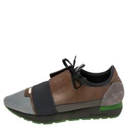 مملوكة مسبقًا حذاء رياضي بالنسياغا ريس رانر جلد وشبك متعدد الألوان بعنق منخفض مقاس 41