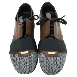 مملوكة مسبقًا حذاء رياضي بالنسياغا ريس رانر جلد وشبك متعدد الألوان بعنق منخفض مقاس 41