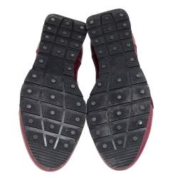 مملوكة مسبقًا Balenciaga Burgundy Leather And Knit Fabric Race Runner Low Top Sneakers Size 41