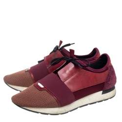 Pre Owned Balenciaga  Multicolor Mesh And Leather Race Runner Low Top Sneakers Size 45