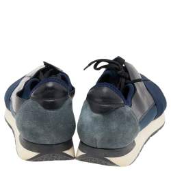مملوكة مسبقًا Balenciaga Navy Blue/Black Leather and Mesh Race Runner Sneakers Size 43