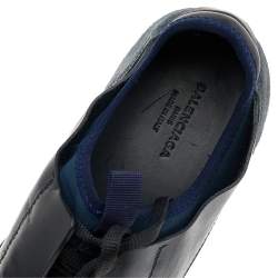 مملوكة مسبقًا Balenciaga Navy Blue/Black Leather and Mesh Race Runner Sneakers Size 43
