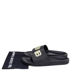 Pre Owned Balenciaga Black Rubber BB Logo Slide Sandals Size 45