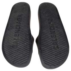 Pre Owned Balenciaga Black Rubber BB Logo Slide Sandals Size 45