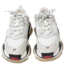Pre Owned Balenciaga Multicolor Mesh And Leather Triple S Platform Sneakers Size 41