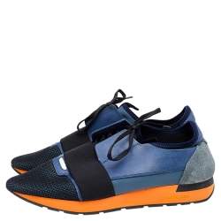 Pre Owned Balenciaga Multicolor Leather And Mesh Race Runner Sneakers Size 44