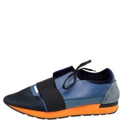 Pre Owned Balenciaga Multicolor Leather And Mesh Race Runner Sneakers Size 44