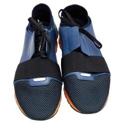 Pre Owned Balenciaga Multicolor Leather And Mesh Race Runner Sneakers Size 44