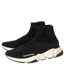 Pre Owned حذاء رياضي بالنسياغا سبيد قماش تريكو أسود عنق مرتفع مقاس 41