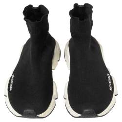 Pre Owned حذاء رياضي بالنسياغا سبيد قماش تريكو أسود عنق مرتفع مقاس 41