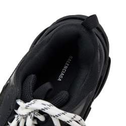 Pre Owned Balenciaga Black Leather And Mesh Triple S Sneakers Size 42