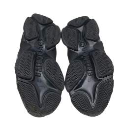 Pre Owned Balenciaga Black Leather And Mesh Triple S Sneakers Size 42
