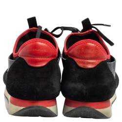 Pre Owned حذاء بالنسياغا رايس رونر جلد وشبك أسود منخفض من أعلى مقاس 45