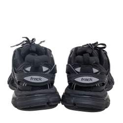 Pre Owned Balenciaga Black Leather And Mesh Track 2 Open Sneakers Size 37