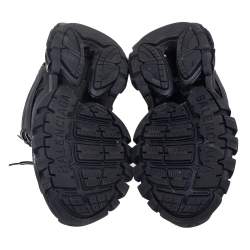 Pre Owned Balenciaga Black Leather And Mesh Track 2 Open Sneakers Size 37