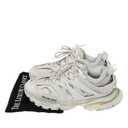 Pre Owned Balenciaga White Leather And Mesh Track Recycled Sneakers Size 43