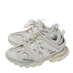 Pre Owned Balenciaga White Leather And Mesh Track Recycled Sneakers Size 43