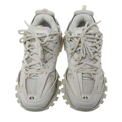 Pre Owned Balenciaga White Leather And Mesh Track Recycled Sneakers Size 43