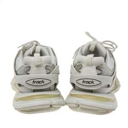Pre Owned Balenciaga White Leather And Mesh Track Recycled Sneakers Size 43