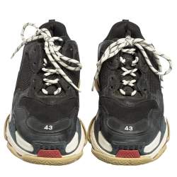 Pre Owned حذاء رياضي بالنسياغا تريبل أس شبك وجلد أسود مقاس 43