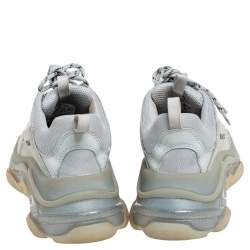 مملوكة مسبقًا Balenciaga Grey Mesh, Suede and Leather Triple S Sneakers Size 40