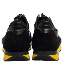مملوكة مسبقًا Balenciaga Black Mesh And Leather Race Runner Low Top Sneakers Size 45