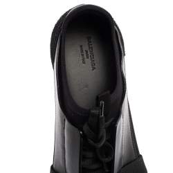 مملوكة مسبقًا Balenciaga Black Mesh And Leather Race Runner Low Top Sneakers Size 45