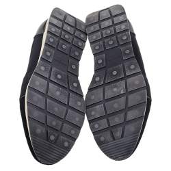 Pre Owned Balenciaga Black/Olive Green Patent Leather And Mesh Race Runner Low Top Sneakers Size 41