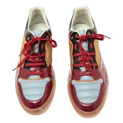 Pre Owned Balenciaga Multicolor Patent And Leather Lace Up Sneakers Size 43