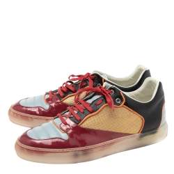 Pre Owned Balenciaga Multicolor Patent And Leather Lace Up Sneakers Size 43