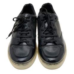 مملوكة مسبقًا حذاء رياضي بالنسياغا باتشوورك بي في سي وجلد أسود لامع عنق منخفض مقاس 44