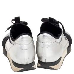 Pre Owned حذاء رياضي بالنسياغا رايس رونر قماش وجلد رصاصي/فضي مقاس 39