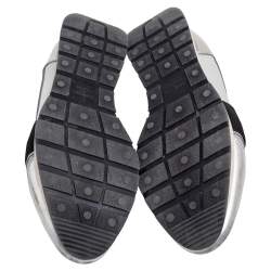 Pre Owned حذاء رياضي بالنسياغا رايس رونر قماش وجلد رصاصي/فضي مقاس 39