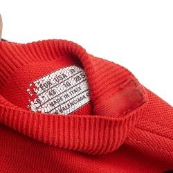 Pre Owned Balenciaga Red Knit Fabric BB Speed Trainer Sneakers Size 43