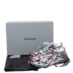 مملوكة مسبقًا Balenciaga White/Burgundy Mesh And Synthetic Leather Runner Low Top Sneakers Size 42