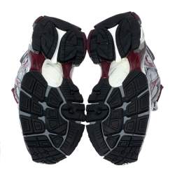 مملوكة مسبقًا Balenciaga White/Burgundy Mesh And Synthetic Leather Runner Low Top Sneakers Size 42