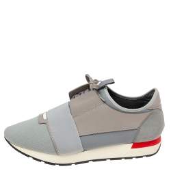 Pre Owned حذاء رياضي بالنسياغا ريس رونر قماش وجلد رصاصي مقاس 44