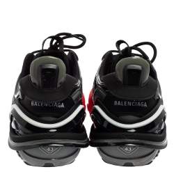Pre Owned Balenciaga Red/Black Rubber And Synthetic Leather Tyrex Sneakers Size 43