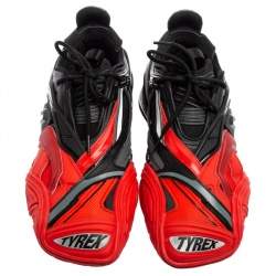 Pre Owned Balenciaga Red/Black Rubber And Synthetic Leather Tyrex Sneakers Size 43